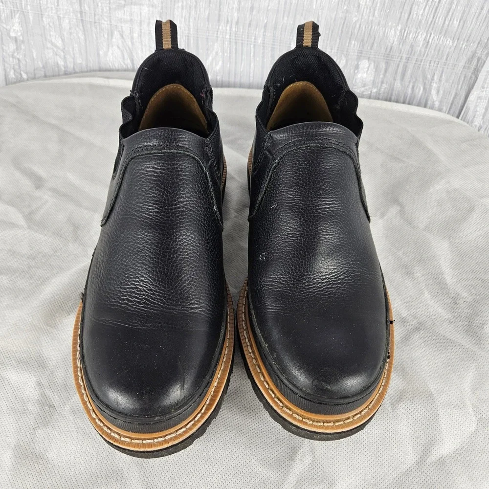 Chinook Workhorse Romeo Mens 8 Wide Slip-On Boots Black Leather Ultra Grip Shoes